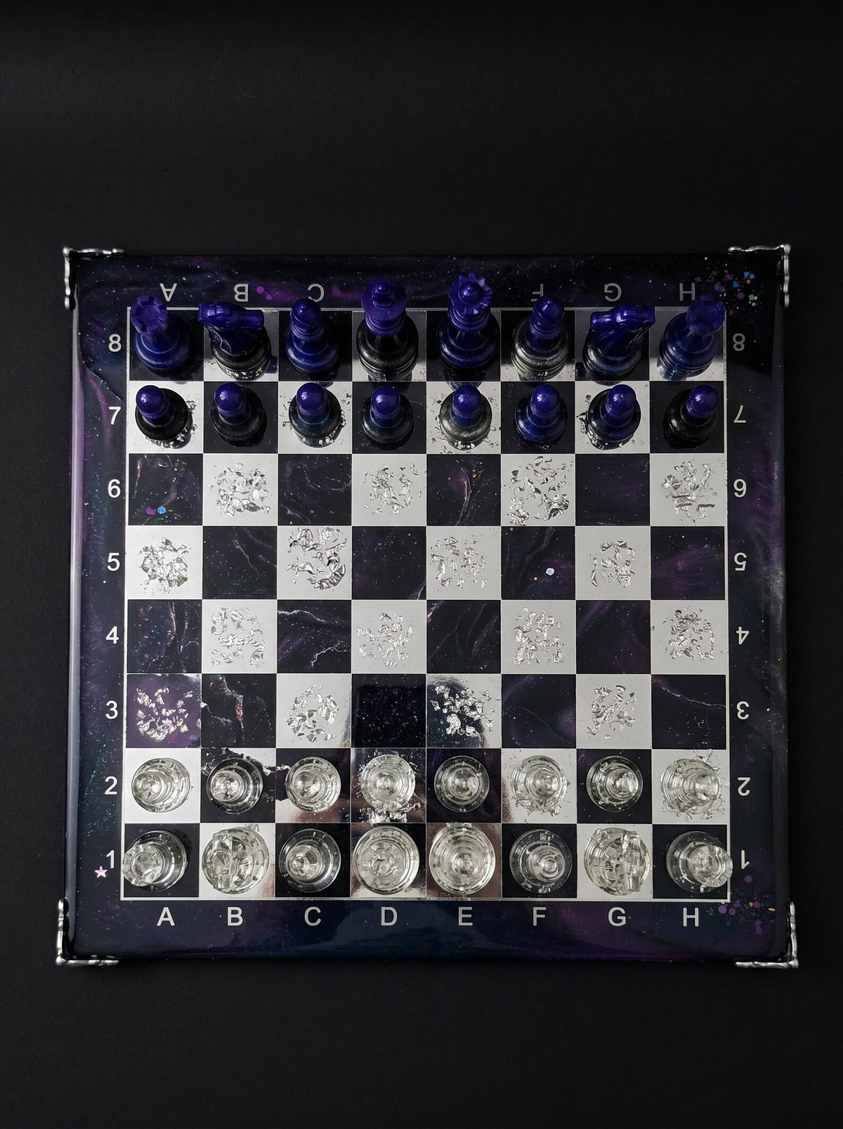 Cosmic Galaxy Resin Chess Set Handmade Epoxy Space Board Luxury Chess Game Design 30cm