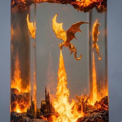 Volcanic Dragon Resin Lamp – Handmade Fantasy Night Light & Gaming Room Decor