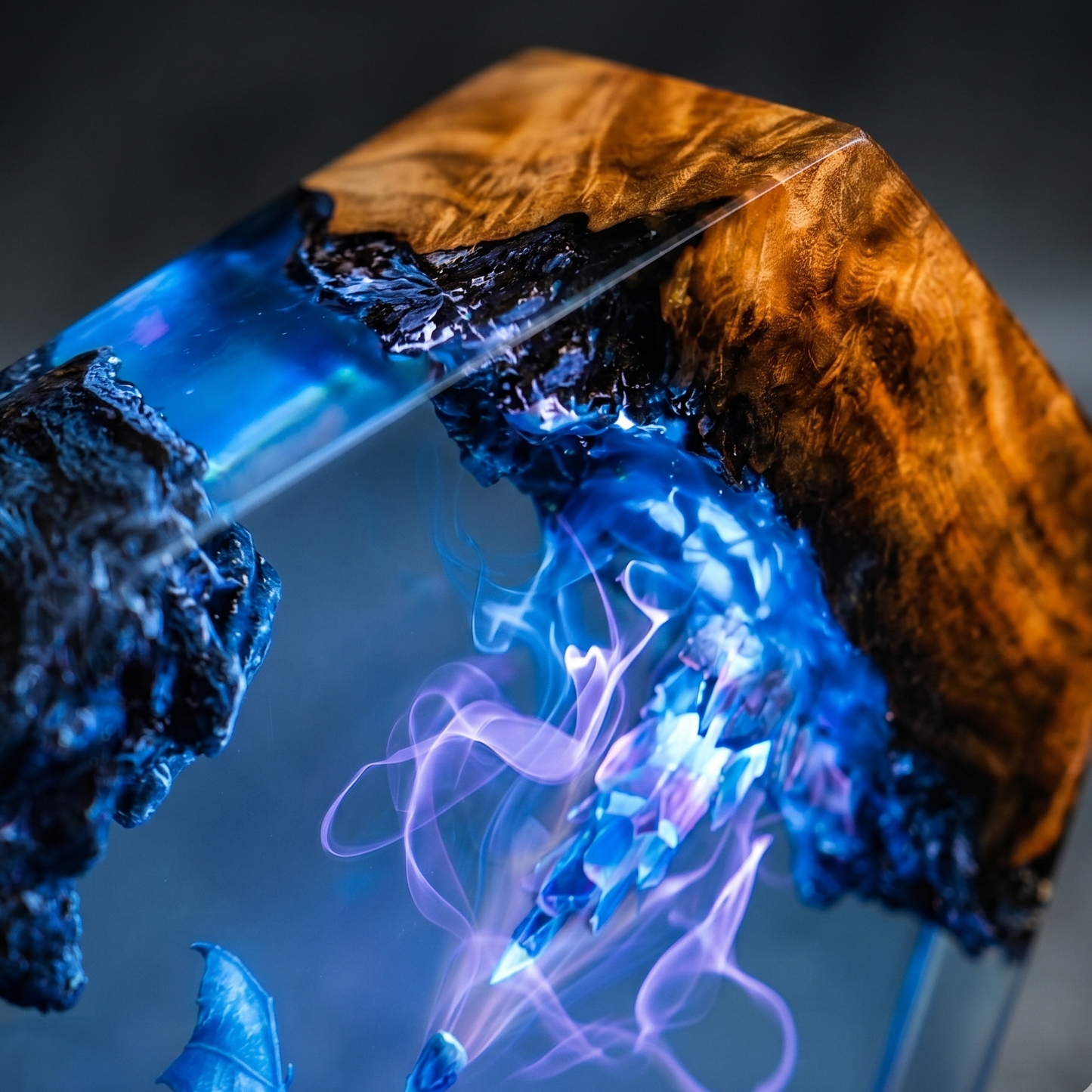 Arcane Frost Dragon Resin Lamp – Handmade Fantasy Magic Night Light
