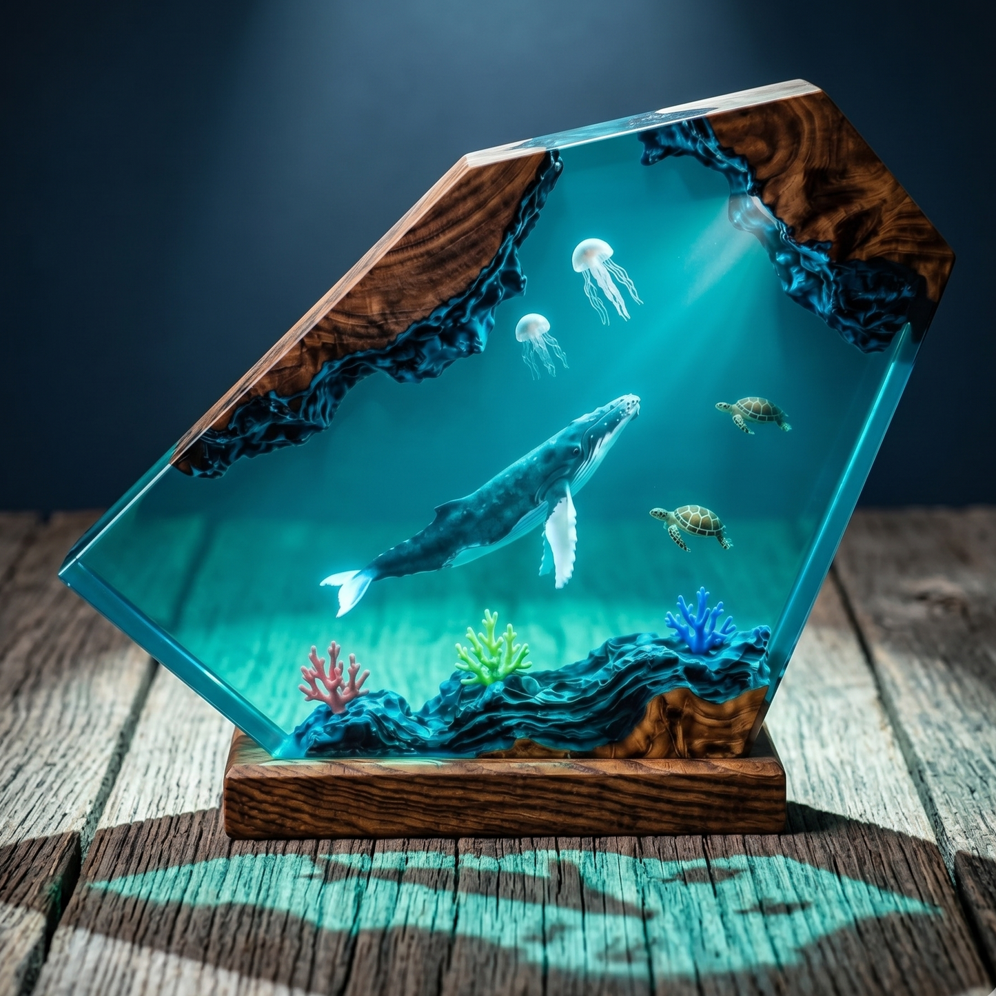Humpback Whale Resin Lamp – Handmade Ocean Night Light & Coastal Decor