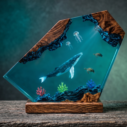 Humpback Whale Resin Lamp – Handmade Ocean Night Light & Coastal Decor