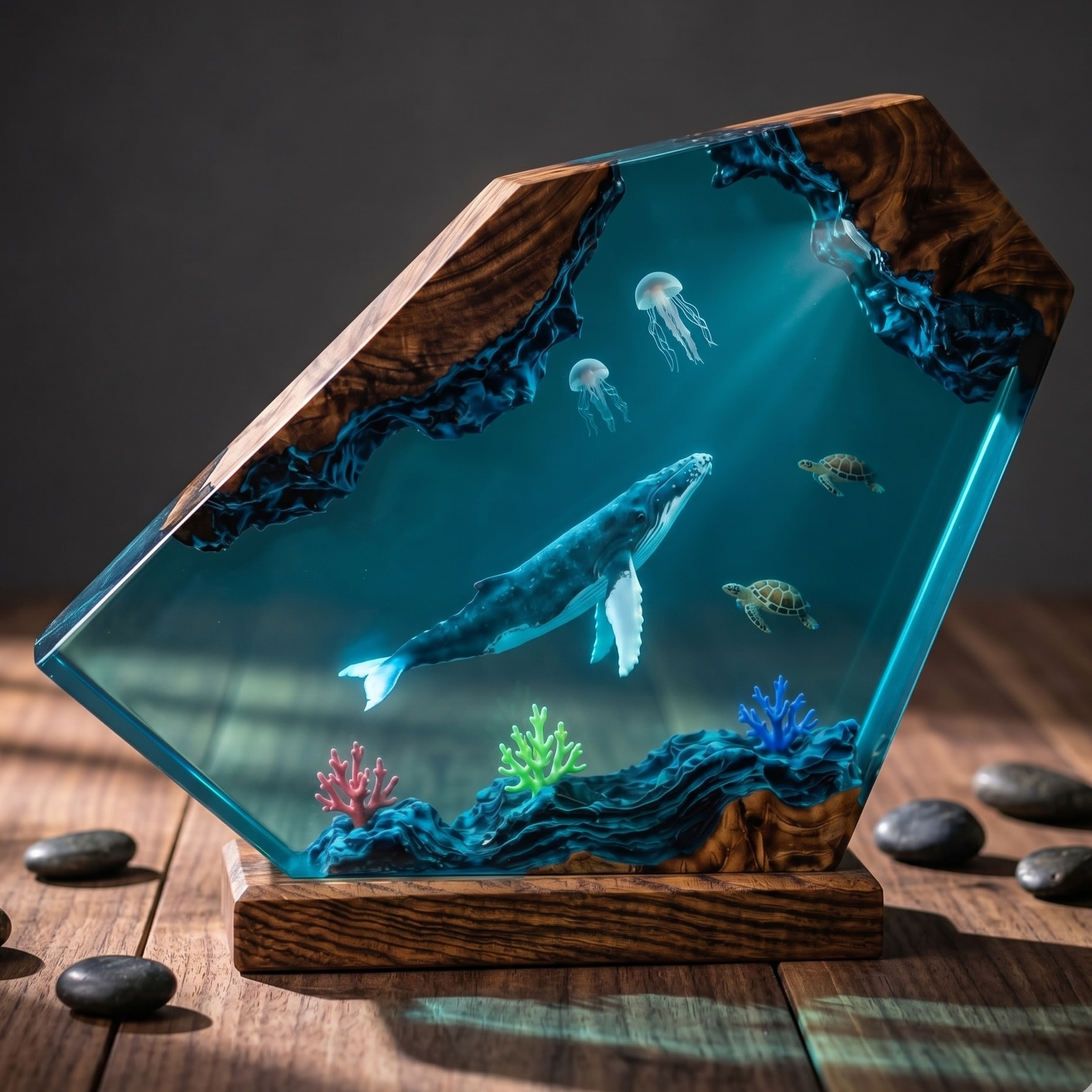 Humpback Whale Resin Lamp – Handmade Ocean Night Light & Coastal Decor
