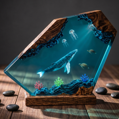Humpback Whale Resin Lamp – Handmade Ocean Night Light & Coastal Decor