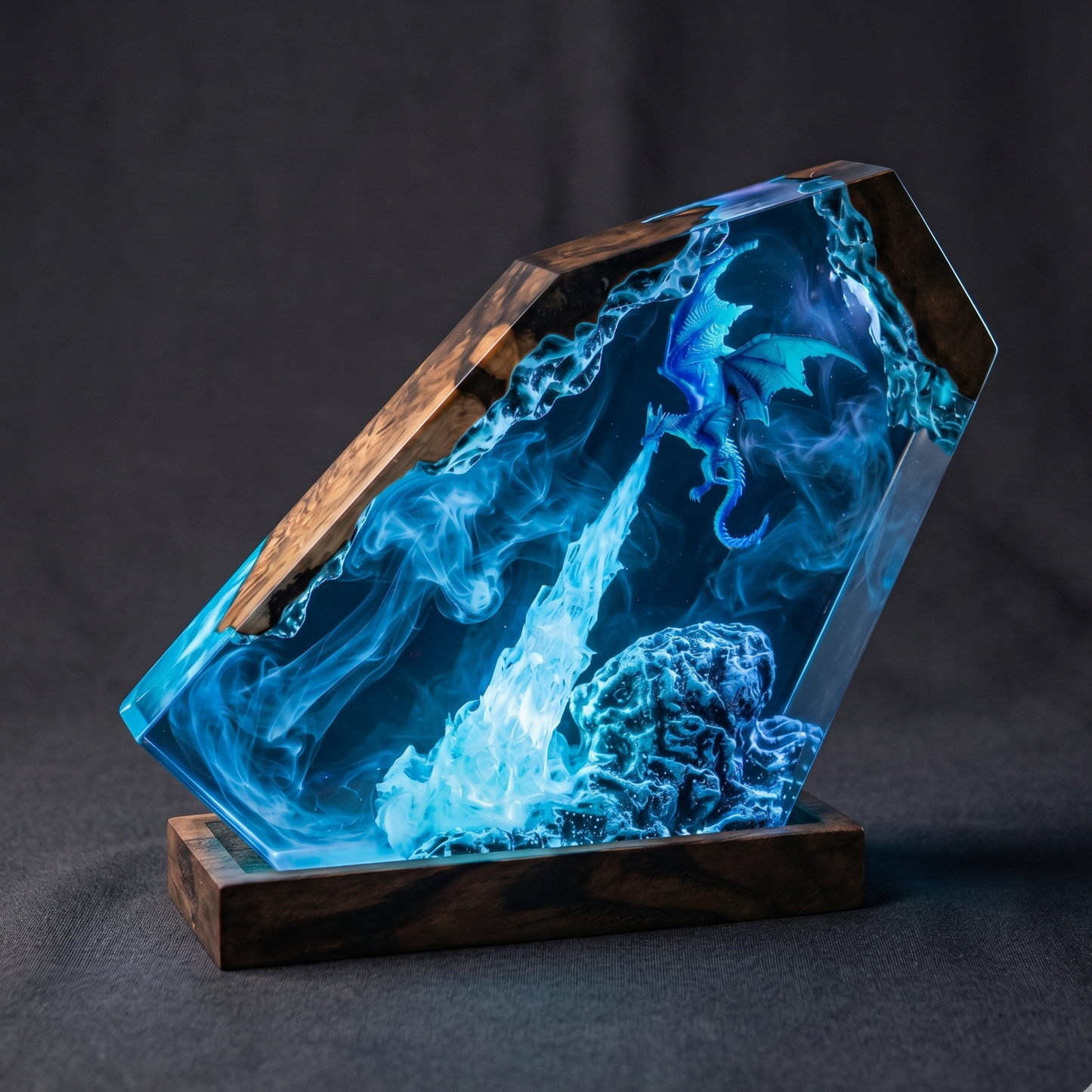 Ice Dragon Resin Lamp – Handmade Frost Dragon Night Light & Fantasy Decor