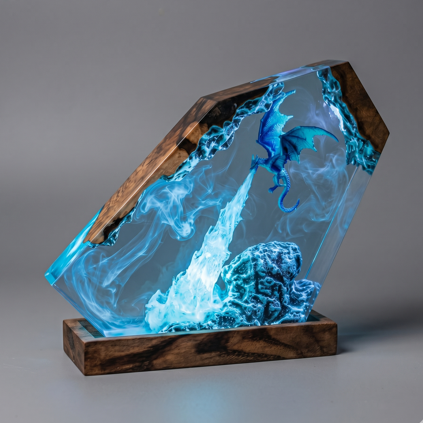 Ice Dragon Resin Lamp – Handmade Frost Dragon Night Light & Fantasy Decor