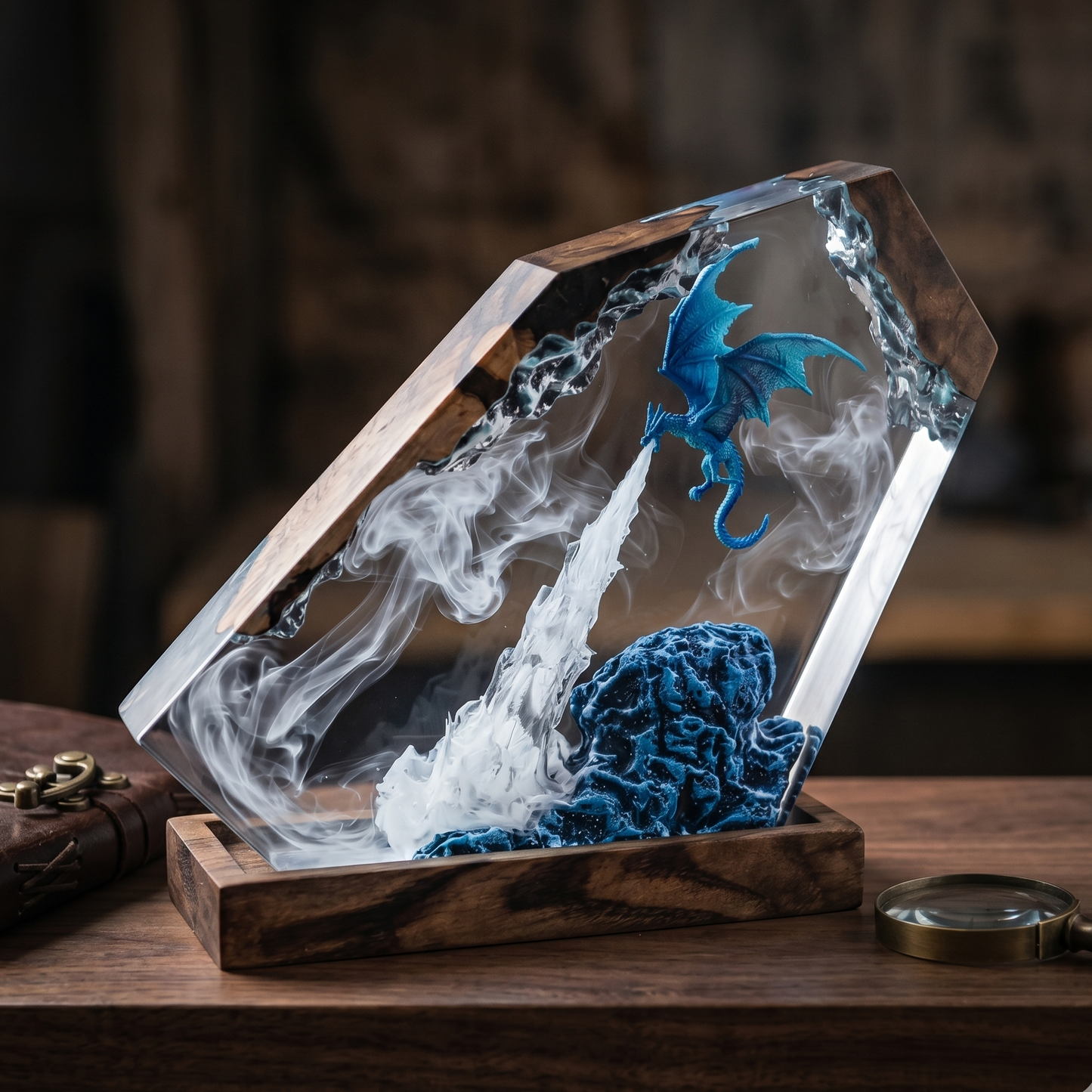 Ice Dragon Resin Lamp – Handmade Frost Dragon Night Light & Fantasy Decor