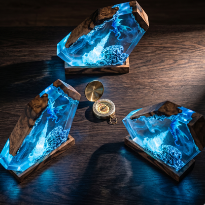 Ice Dragon Resin Lamp – Handmade Frost Dragon Night Light & Fantasy Decor