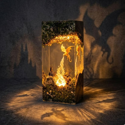 Enchanted Dragon Resin Lamp – Handmade Fantasy Night Light & Magical Decor