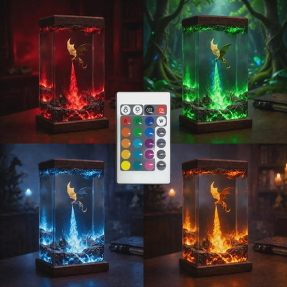 Dragon Resin Lamp, Fire Breathing Dragon Night Light, Fantasy Gaming Room Decor, Handmade Table Lamp, Unique Gift for Him