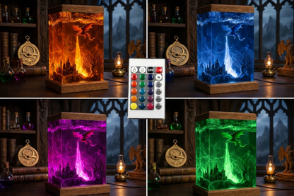 Fire Dragon Resin Lamp – Handmade Fantasy Night Light & Gaming Room Decor