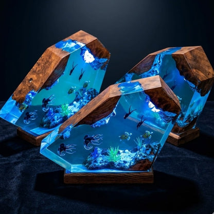 Ocean Diver Resin Lamp – Handmade Underwater Night Light & Coastal Decor