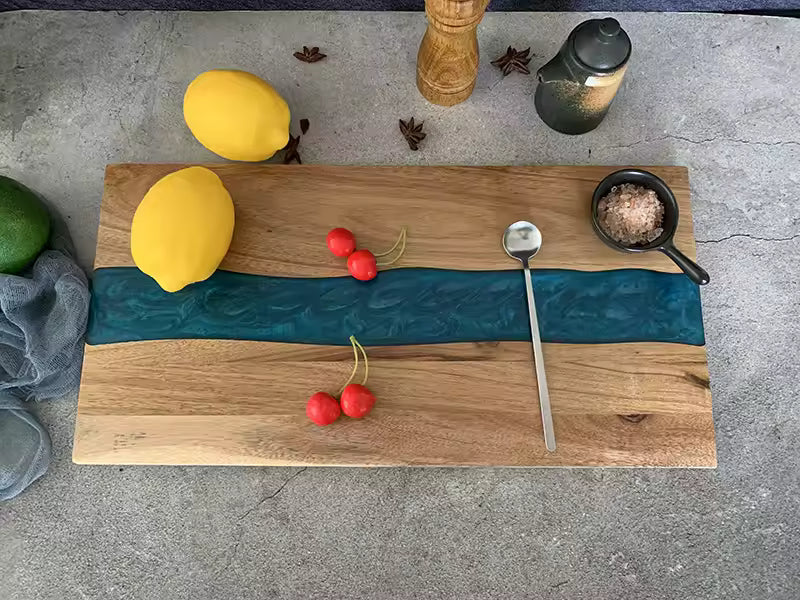 Handmade Walnut Resin River Serving Board – Epoxy Charcuterie Board for Kitchen & Entertaining