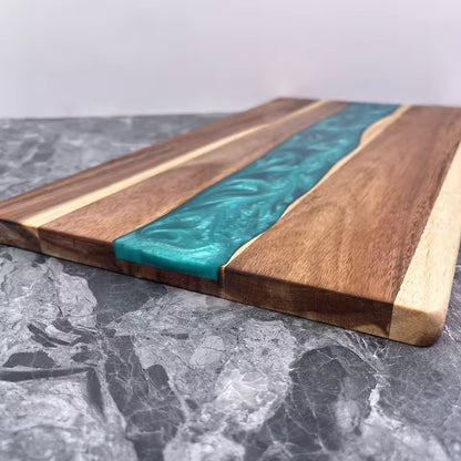 Handmade Walnut Resin River Serving Board – Epoxy Charcuterie Board for Kitchen & Entertaining
