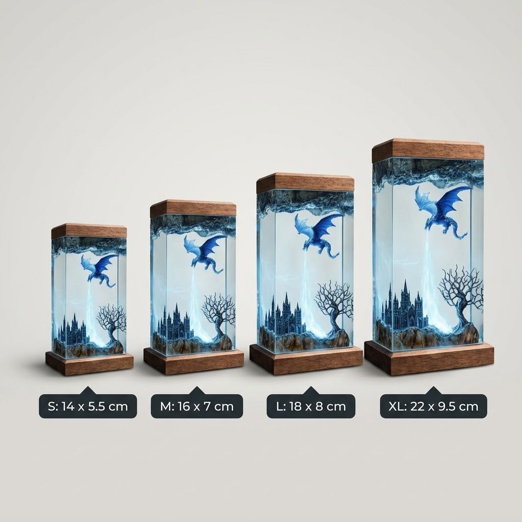 Ice Dragon Resin Lamp – Handmade Fantasy Night Light & Gaming Room Decor