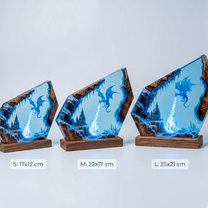Ice Dragon Kingdom Resin Lamp – Handmade Fantasy Night Light & Gaming Room Decor