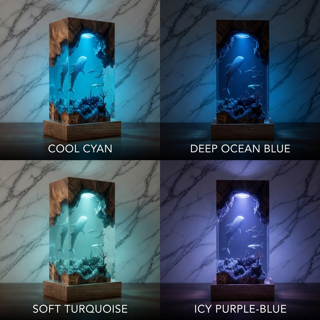 Whale Shark Resin Lamp – Handmade Ocean Night Light, Luxury Coastal Decor & Unique Gift