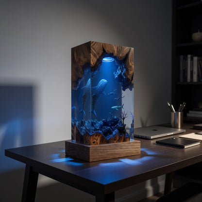 Whale Shark Resin Lamp – Handmade Ocean Night Light, Luxury Coastal Decor & Unique Gift