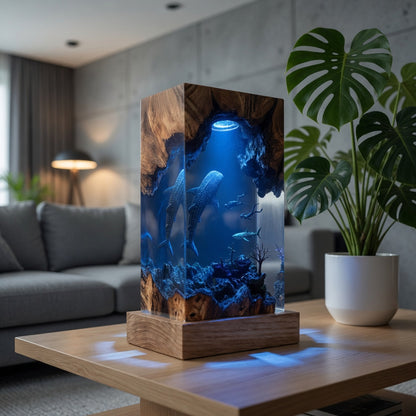 Whale Shark Resin Lamp – Handmade Ocean Night Light, Luxury Coastal Decor & Unique Gift