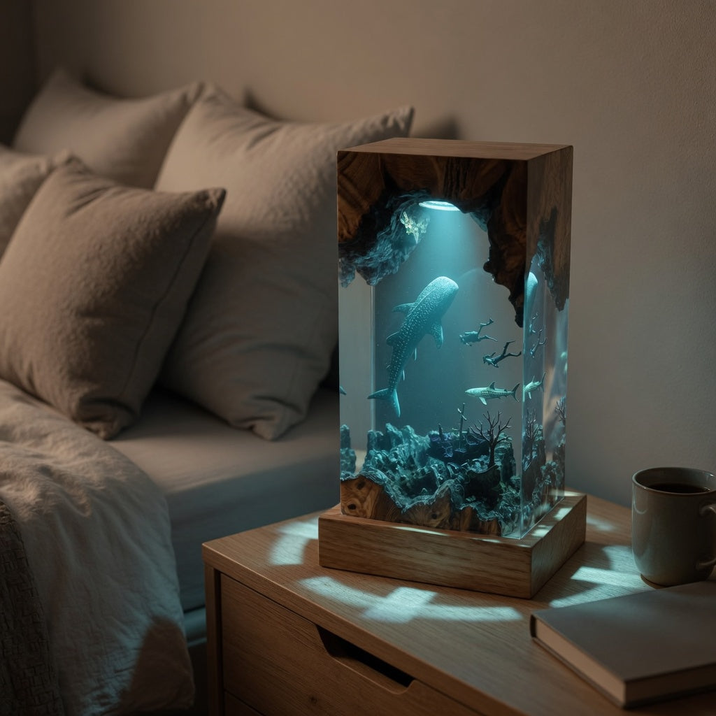 Whale Shark Resin Lamp – Handmade Ocean Night Light, Luxury Coastal Decor & Unique Gift
