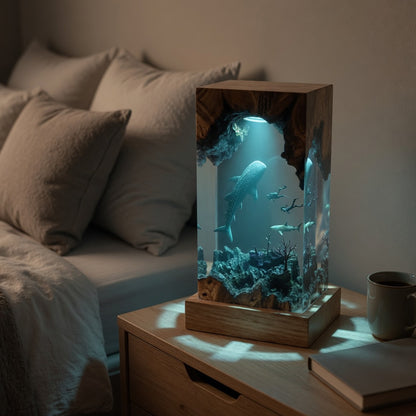 Whale Shark Resin Lamp – Handmade Ocean Night Light, Luxury Coastal Decor & Unique Gift