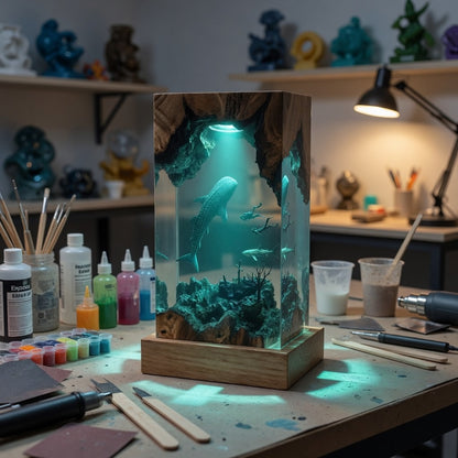 Whale Shark Resin Lamp – Handmade Ocean Night Light, Luxury Coastal Decor & Unique Gift