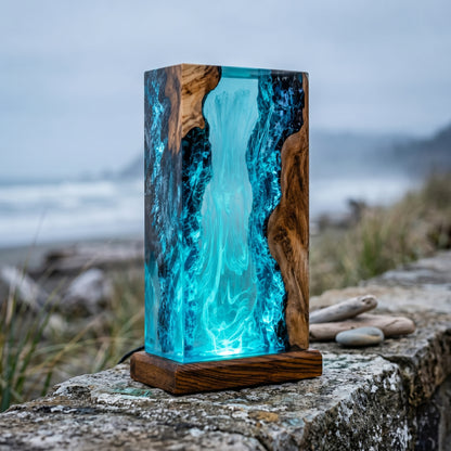 Resin Lamp Deep Blue Sea – Handmade Ambient Night Light & Modern Home Decor
