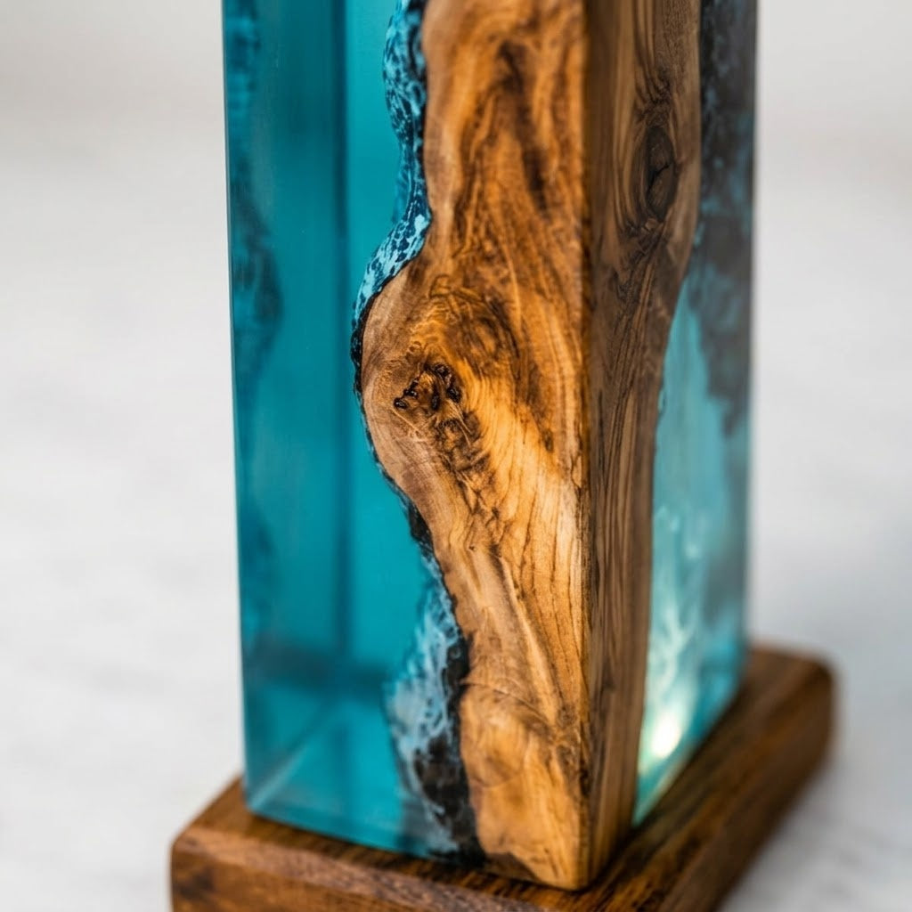 Resin Lamp Deep Blue Sea – Handmade Ambient Night Light & Modern Home Decor