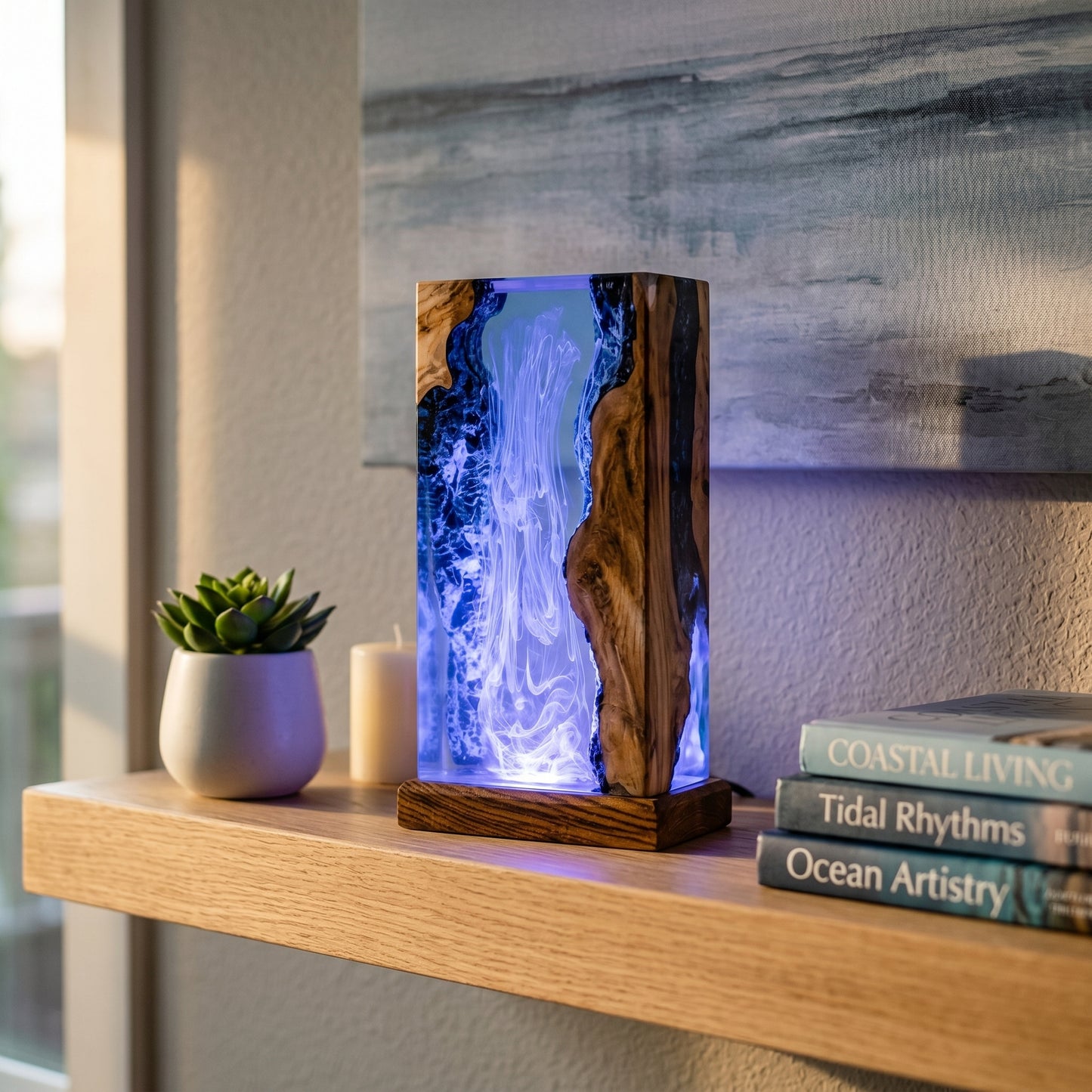 Resin Lamp Deep Blue Sea – Handmade Ambient Night Light & Modern Home Decor