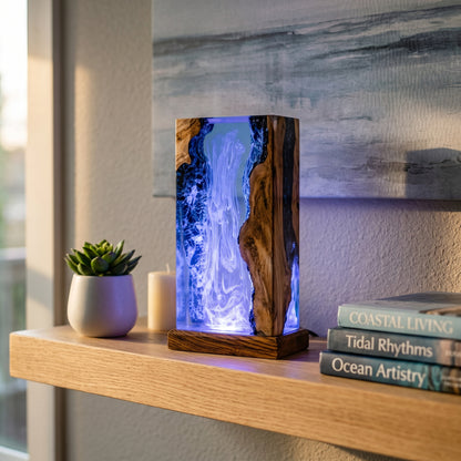 Resin Lamp Deep Blue Sea – Handmade Ambient Night Light & Modern Home Decor