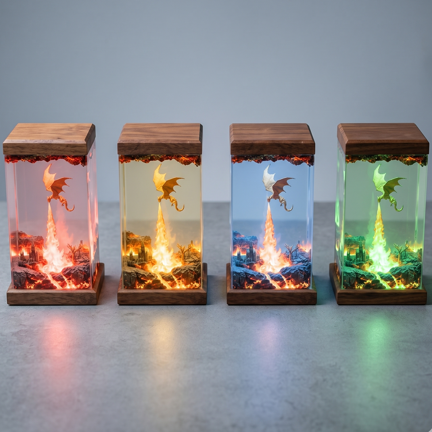 Volcanic Dragon Resin Lamp – Handmade Fantasy Night Light & Gaming Room Decor