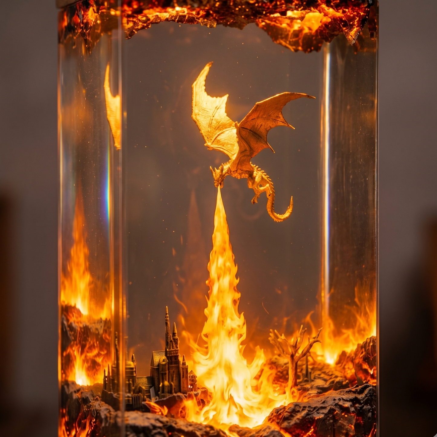 Volcanic Dragon Resin Lamp – Handmade Fantasy Night Light & Gaming Room Decor