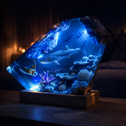 Whale Shark Resin Lamp – Handmade Ocean Night Light & Coastal Decor