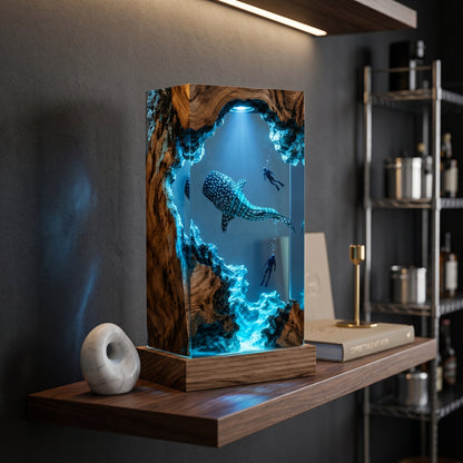 Whale Shark Cave Resin Lamp – Handmade Ocean Night Light & Coastal Decor