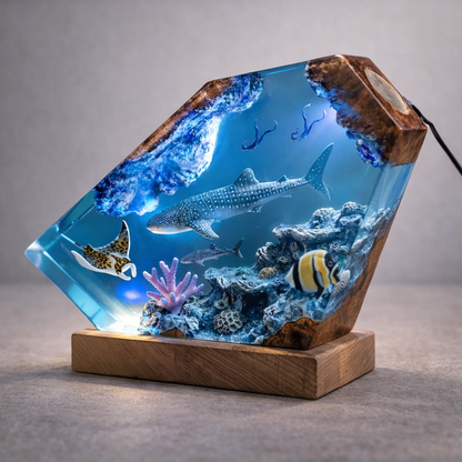 Whale Shark Resin Lamp – Handmade Ocean Night Light & Coastal Decor