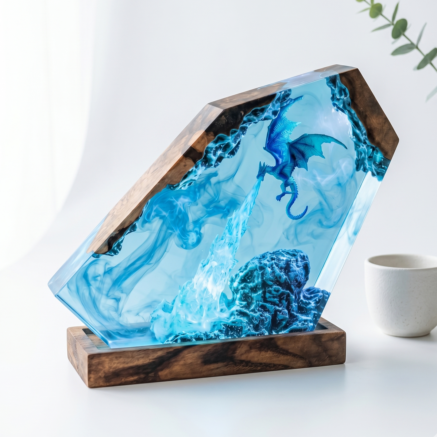 Ice Dragon Resin Lamp – Handmade Frost Dragon Night Light & Fantasy Decor
