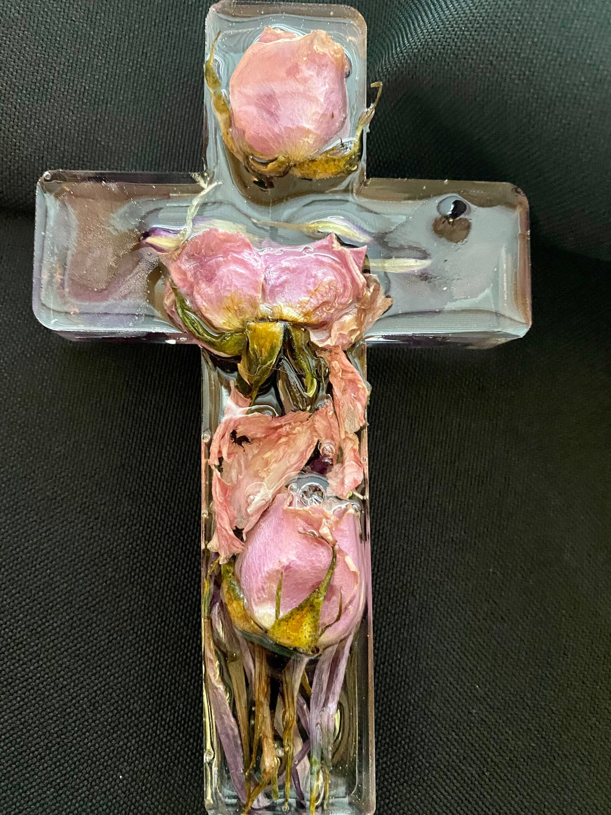 Handmade Resin Flower Cross Keepsake, Memorial Cross, Wedding Keepsake, Preserved Flowers, Christian Home Decor