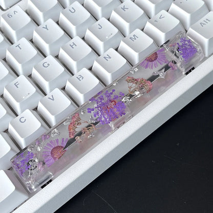 Purple Flower Resin Artisan Keycap, Handmade Novelty Keycap for Custom Mechanical Keyboard, Floral Design