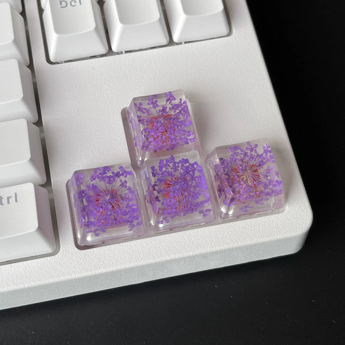 Purple Flower Resin Artisan Keycap, Handmade Novelty Keycap for Custom Mechanical Keyboard, Floral Design