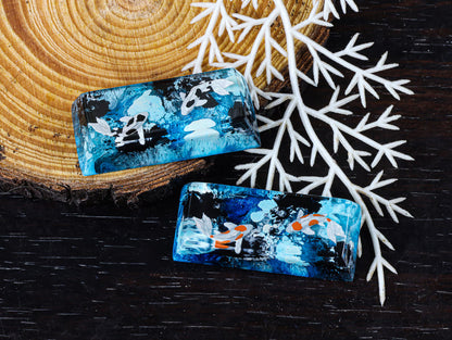 Blue Koi Fish SA Profile Keycap, Handmade Artisan Keycap, Custom Resin Cherry MX Keycaps