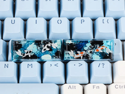 Blue Koi Fish SA Profile Keycap, Handmade Artisan Keycap, Custom Resin Cherry MX Keycaps