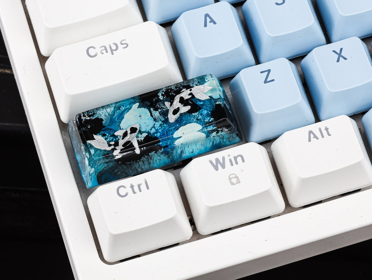 Blue Koi Fish SA Profile Keycap, Handmade Artisan Keycap, Custom Resin Cherry MX Keycaps