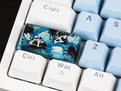 Blue Koi Fish SA Profile Keycap, Handmade Artisan Keycap, Custom Resin Cherry MX Keycaps