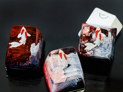 Red Koi Fish Artisan Keycap for Cherry MX Mechanical Keyboards Custom Resin Design