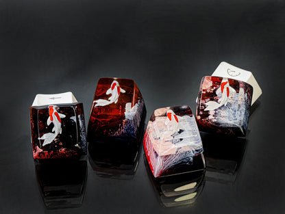 Red Koi Fish Artisan Keycap for Cherry MX Mechanical Keyboards Custom Resin Design
