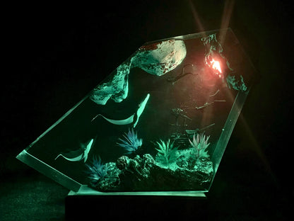 Whale Shark Resin Night Light, Diver Ocean Lamp, Underwater Marine Life Decor, Resin Art