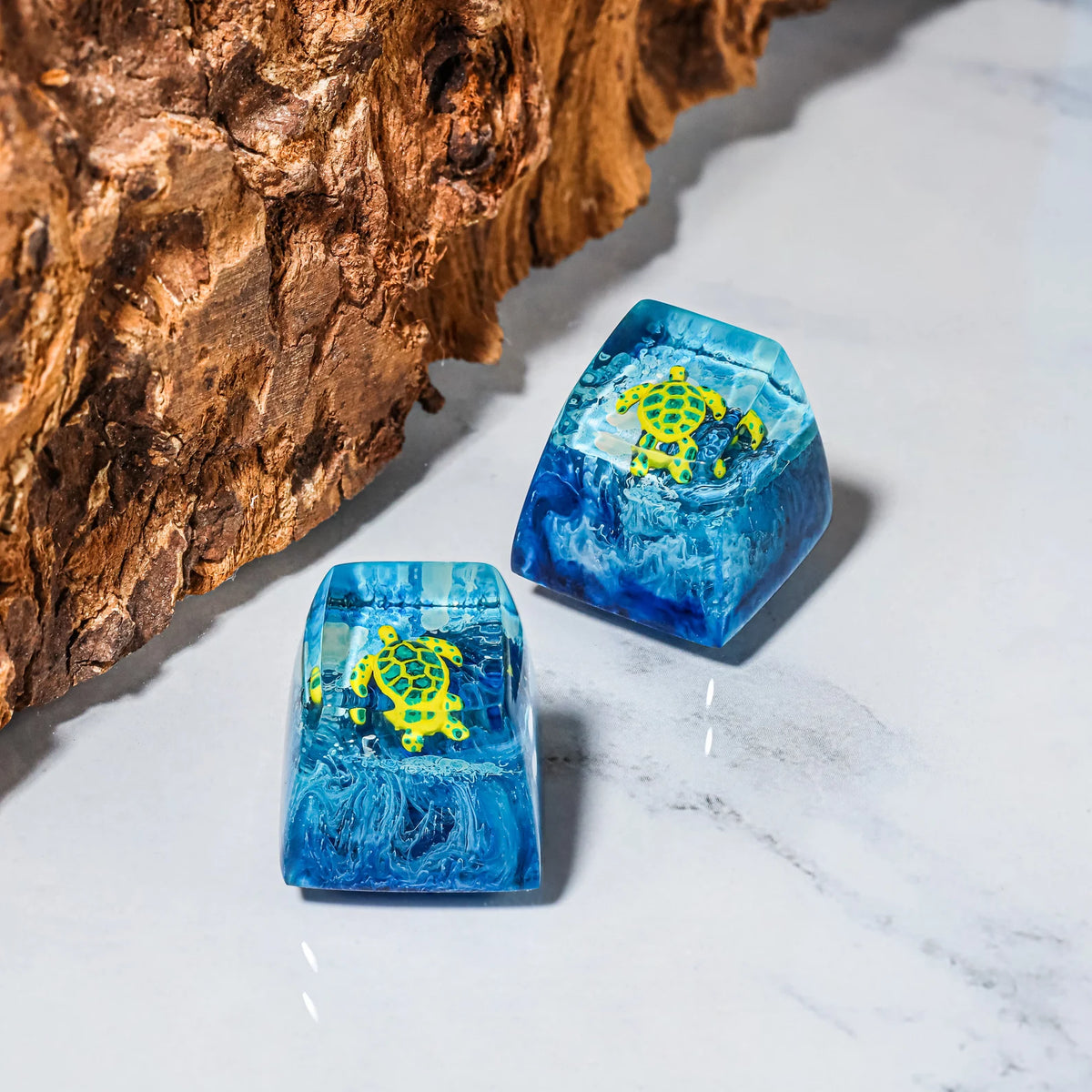 Blue Turtle SA Profile Artisan Keycap, Handmade Resin Keycap for Cherry MX Mechanical Keyboard