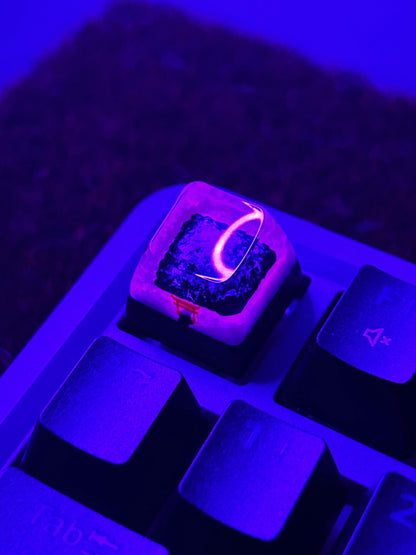 Mount Fuji Torii Gate Cherry Blossom Resin Artisan Keycap, Japanese Gaming Setup Handmade Keyboard Accessory