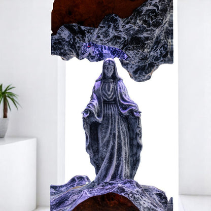 Virgin Mary Epoxy Resin Wood Lamp, Handmade Religious Night Light, Custom Table Lamp, Christian Home Decor
