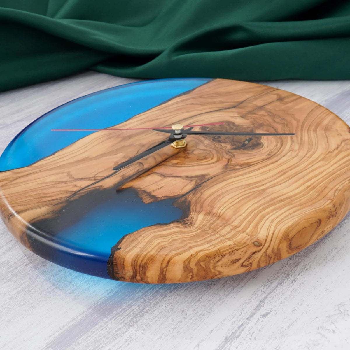 Ready to Ship Epoxy Wall Clock, Olive Wood Resin Large Oversized Handmade Rustic Home Decor