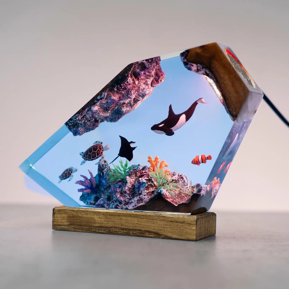 Orca Resin Night Light, Sea Turtle Lamp, Ocean Decor, Coral Reef Marine Life